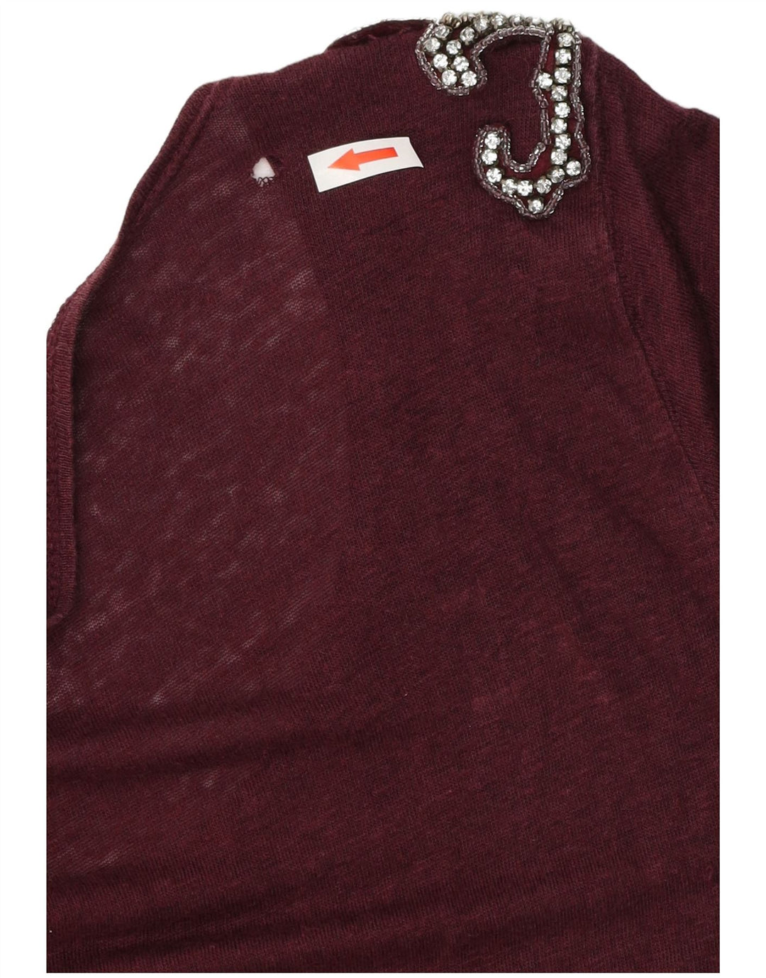 Zara Mujer Camiseta Top UK 44 Medium Borgoña