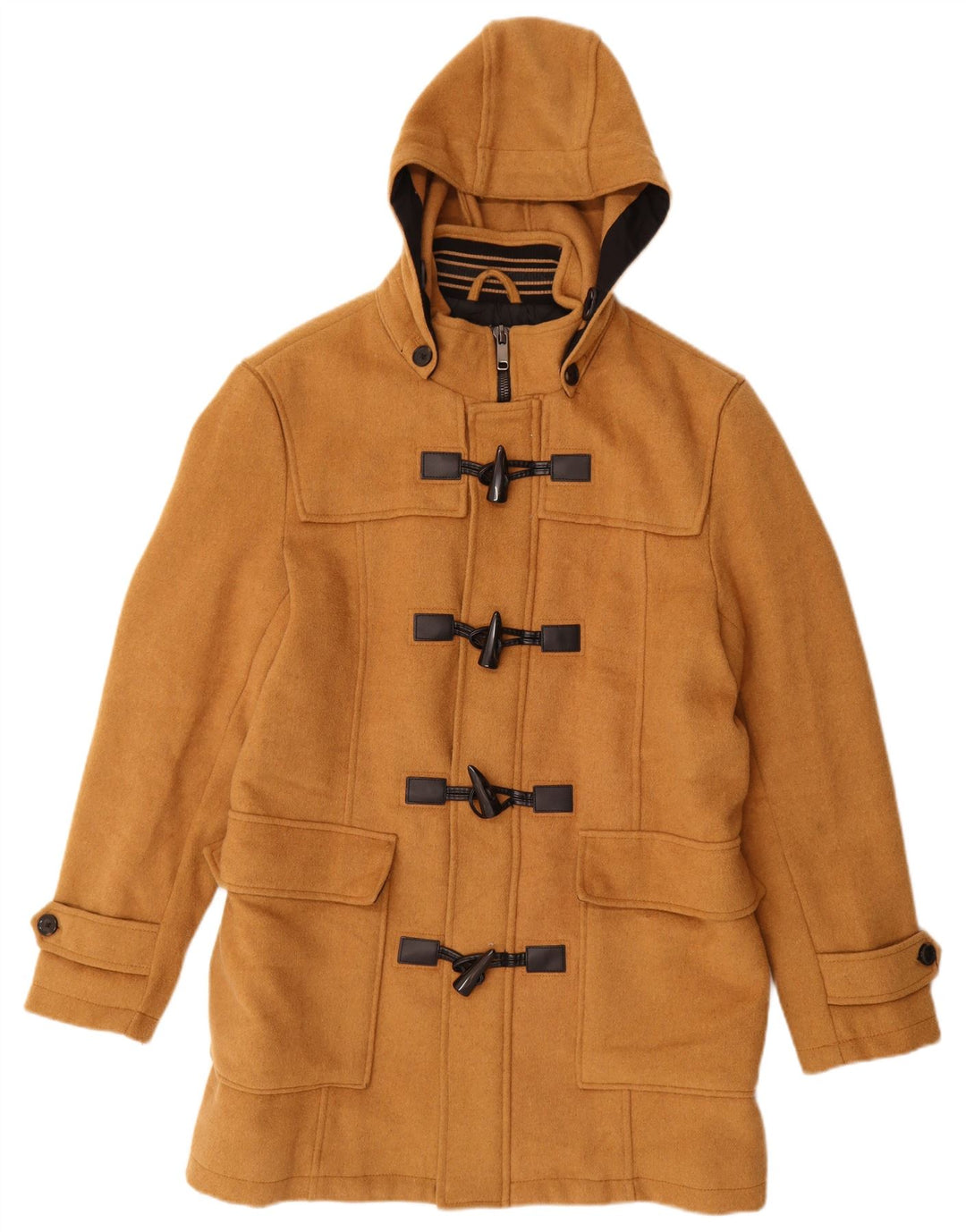 Zara - Trenca con capucha para hombre, talla 40, poliéster marrón grande