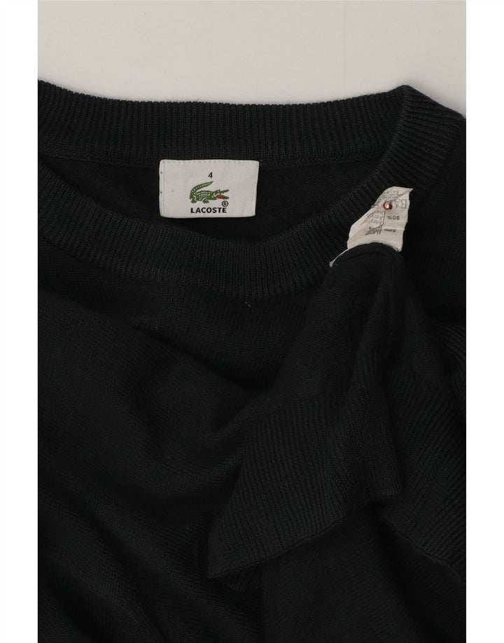 LACOSTE Jersey para hombre con cuello barco talla 4 mediana lana negra