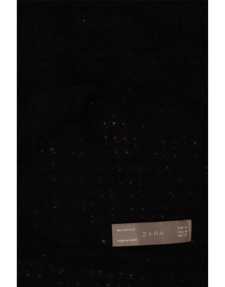 Zara Mujer Cárdigan Abierto Suéter UK 12 Medium Negro