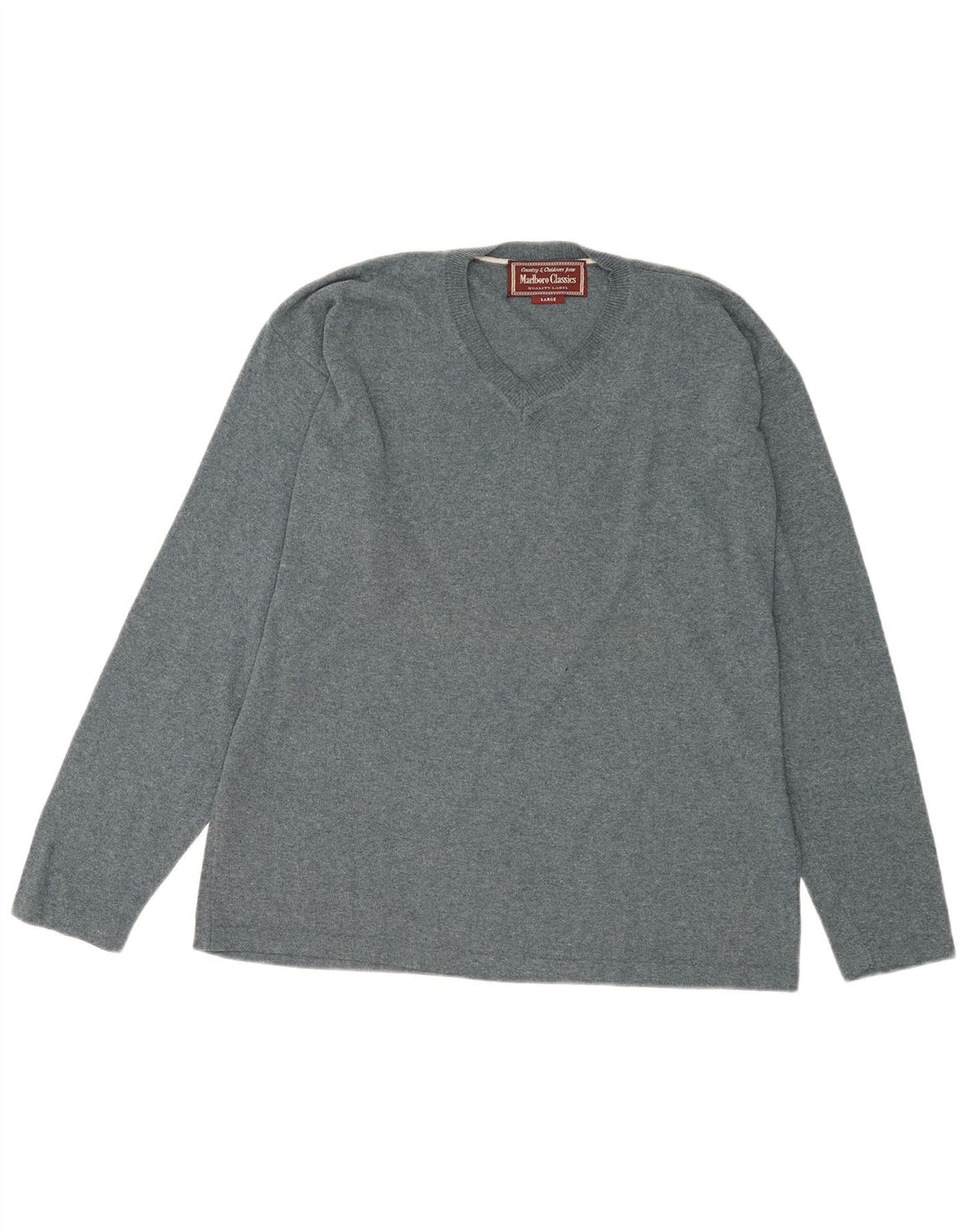 Marlboro Classics Suéter con cuello en V para hombre Acrílico moteado gris grande