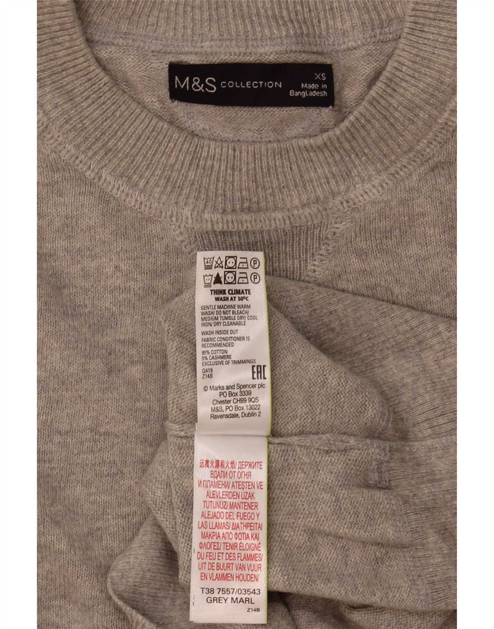 Marks & Spencer Jersey de cuello redondo para hombre XS Algodón gris