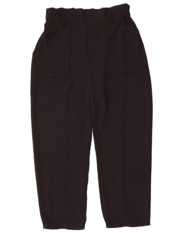 Zara Mujer Pantalones Casuales Cónicos De Cintura Alta EU 38 Small W28 L25 Negro