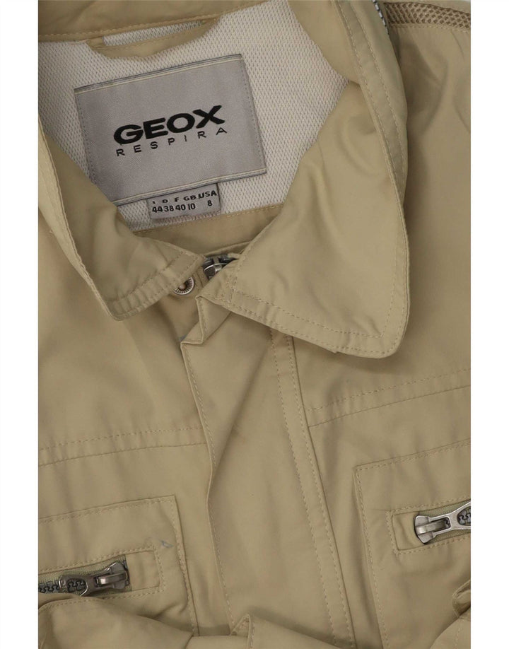 Geox Mujer Respira Chaqueta utilitaria con capucha UK 10 Small Beige Poliéster