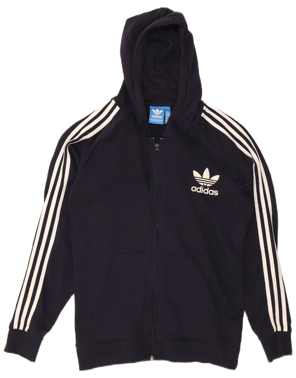 ADIDAS Sudadera con capucha y cremallera para hombre, talla grande, algodón azul marino