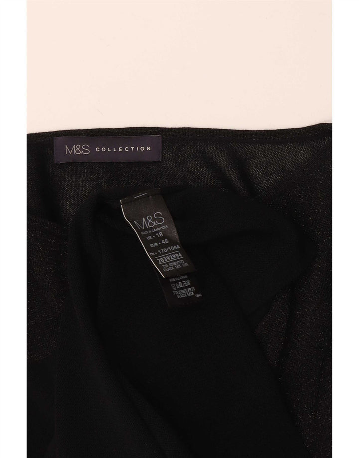 Marks & Spencer Top Mujer Manga Larga UK 40 XL Viscosa Negra