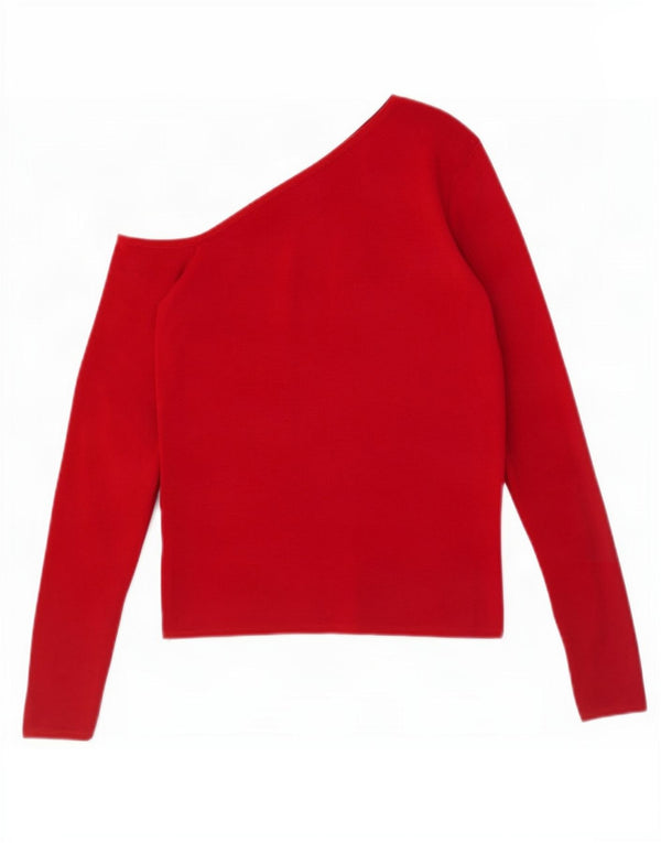 Zara Top Corto De Un Hombro Para Mujer UK 42 Viscosa Roja Mediana