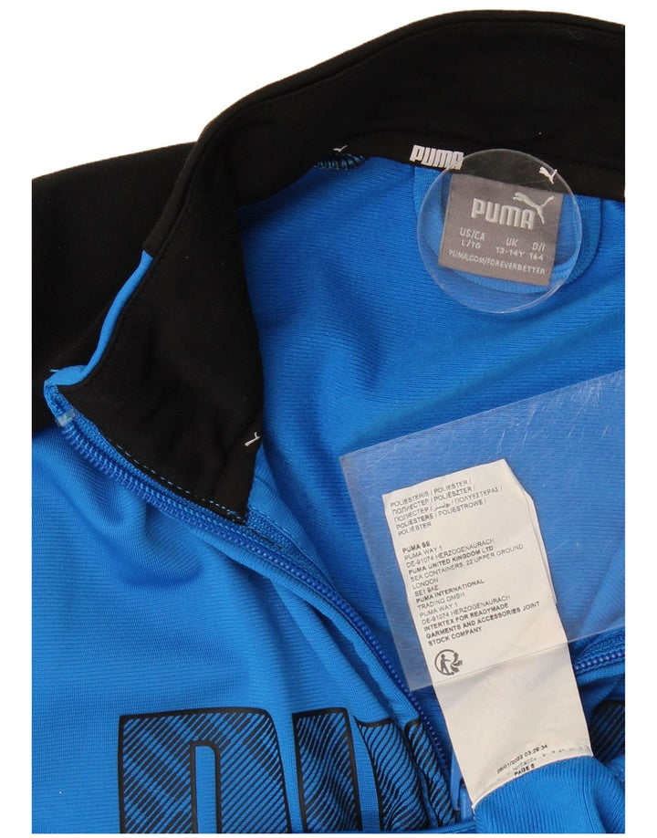 PUMA Boys Graphic Tracksuit Top Jacket 13-14 Years  Blue Colourblock
