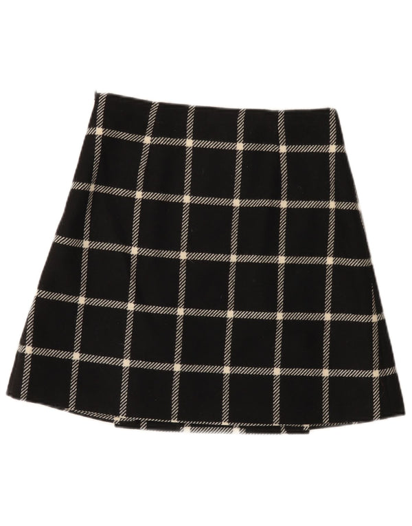 HOBBS Womens Mini Skirt UK 8 Small W26  Black Check Wool