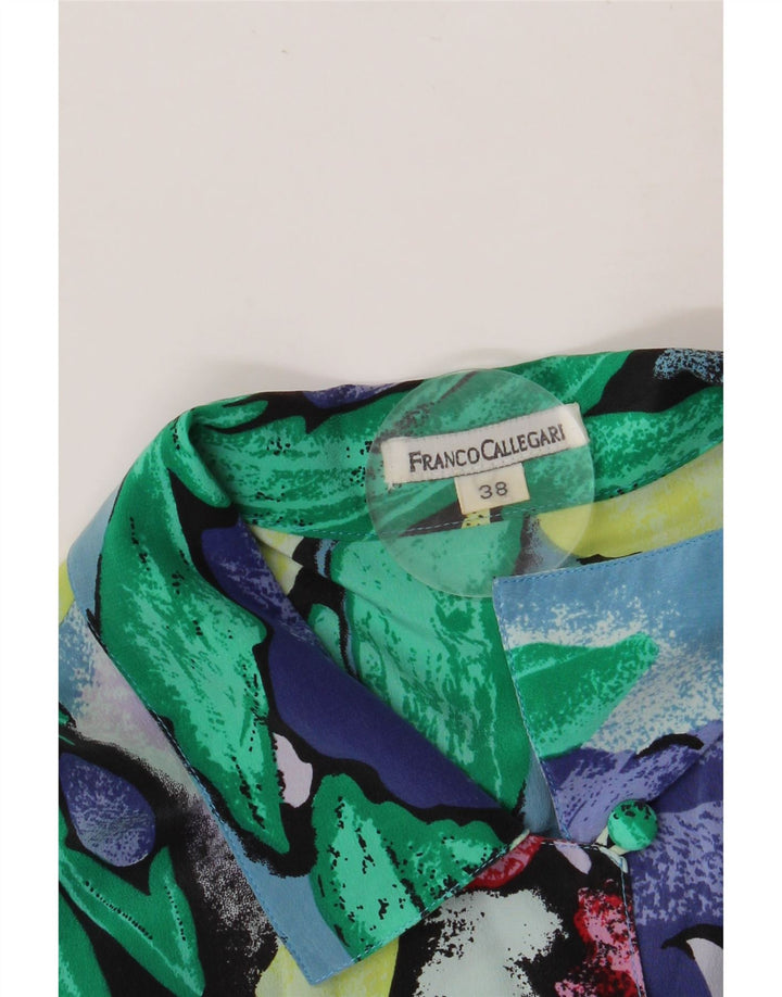 FRANCO CALLEGARI Blusa camisera de manga corta para mujer EU 38 Azul medio Floral