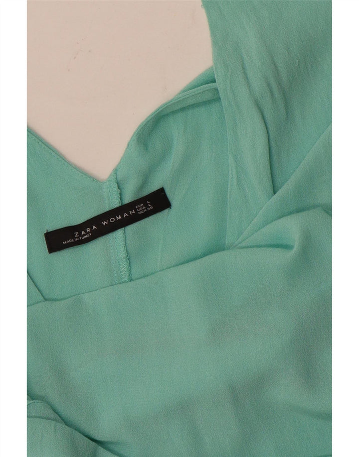 Zara Mujer Blusa Top UK 40 Grande Turquesa