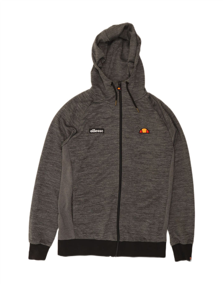 ELLESSE Suéter con capucha y cremallera para hombre Pequeño poliéster gris a rayas