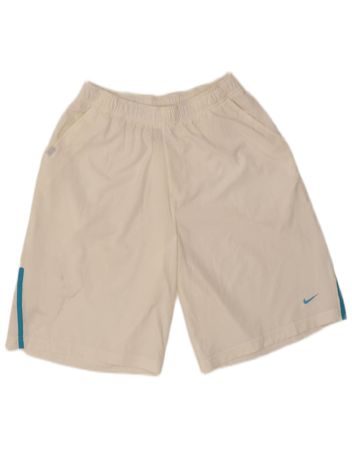 NIKE Boys Sport Shorts 13-14 Years XL Off White Polyester