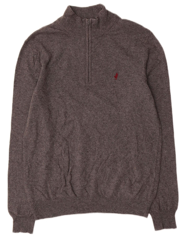Marlboro Classics - Jersey con cuello y cremallera para hombre, talla grande, cachemir gris
