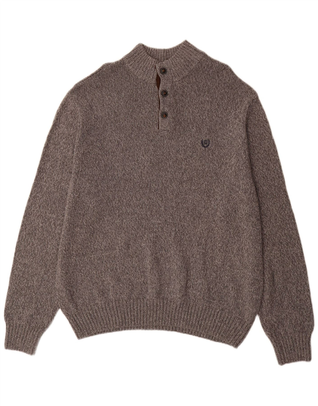 Chaps Suéter tipo jersey con cuello y botones grandes para hombre, talla 2XL, algodón moteado gris