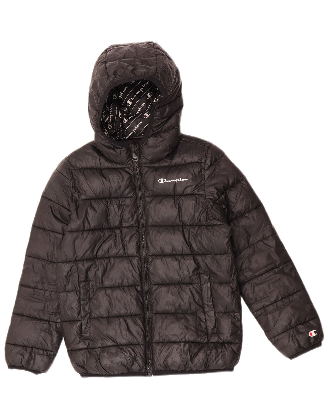 Champion Chaqueta acolchada con capucha para niños 9-10 años Mediana Negro Poliéster