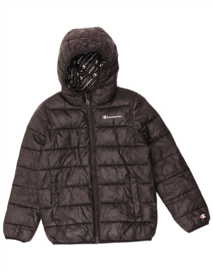 Champion Chaqueta acolchada con capucha para niños 9-10 años Mediana Negro Poliéster