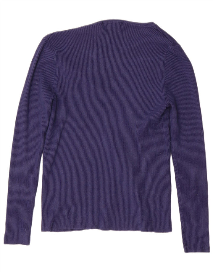 MARKS & SPENCER Suéter con cuello en V para mujer UK 10 Small Azul marino