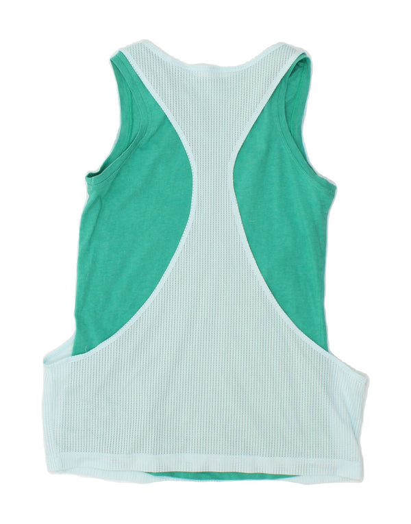 ADIDAS Womens Climalite Vest Top UK 8/10 Small Green Colourblock Cotton