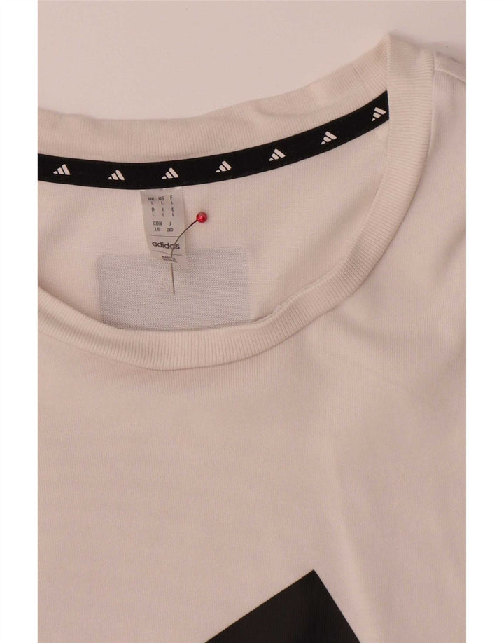 Adidas - Camiseta gráfica para hombre, talla grande, algodón blanco