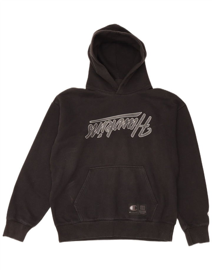 Champion Sudadera con capucha gráfica para hombre, talla grande, color negro
