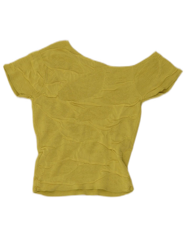 Zara Mujer Crop Knit Un Hombro Top UK 8 Small Viscosa Verde