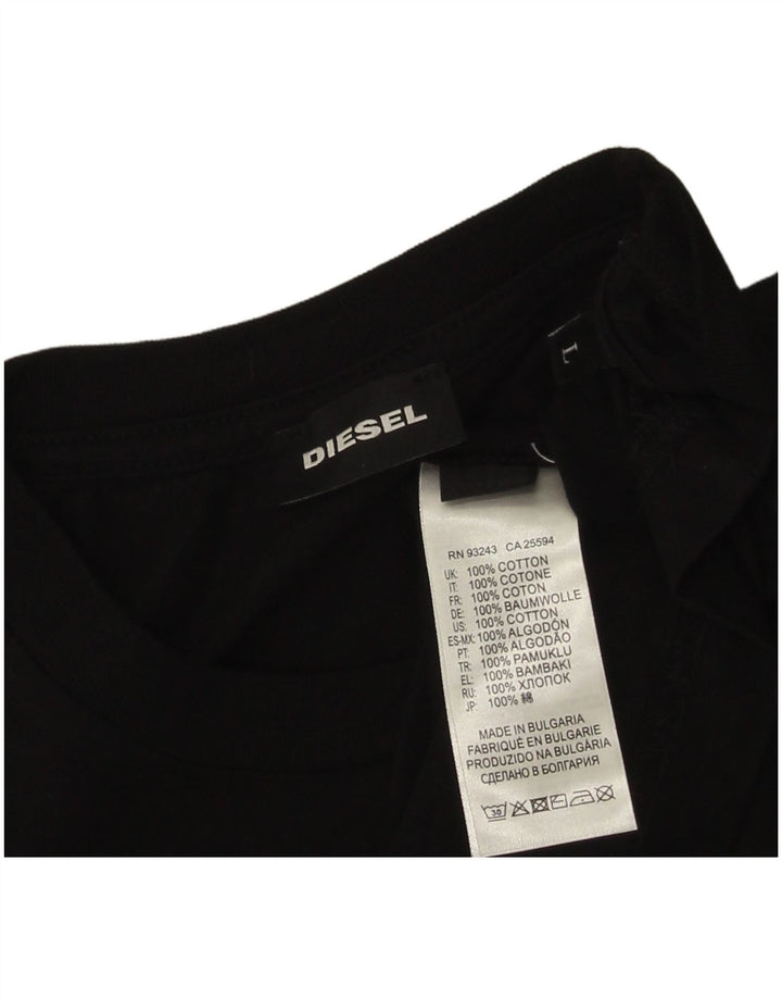 Diesel Hombre Camiseta Gráfica Top Grande Algodón Negro