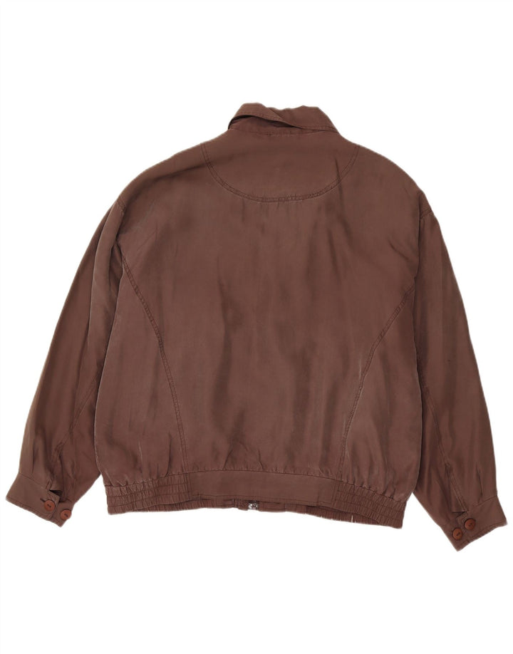 Brugi Chaqueta Bomber para Hombre UK 38 Seda Marrón Medio