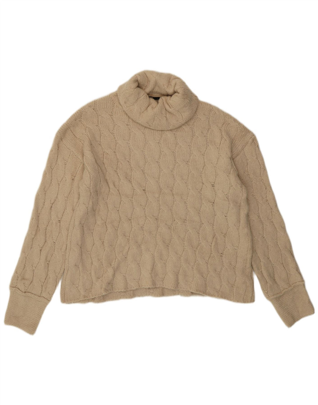 Zara Mujer Roll Neck Jumper Sweater UK 10 Small Beige