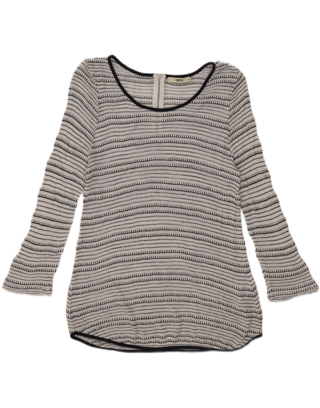Oasis Top tipo túnica de manga 3/4 para mujer UK 42 Viscosa a rayas blancas medianas