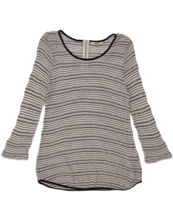 Oasis Top tipo túnica de manga 3/4 para mujer UK 42 Viscosa a rayas blancas medianas