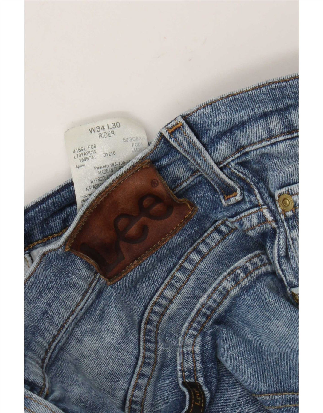 Lee Vaqueros Rectos Rider Para Hombre W34 L26 Algodón Azul