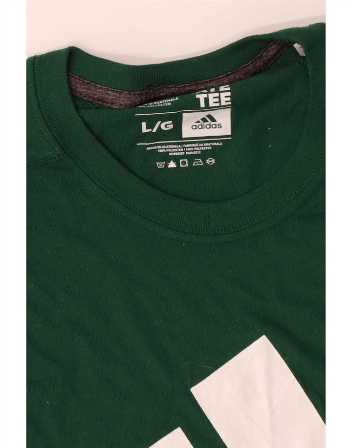 Adidas Mens Climalite Graphic Top Manga Larga Grande Algodón Verde