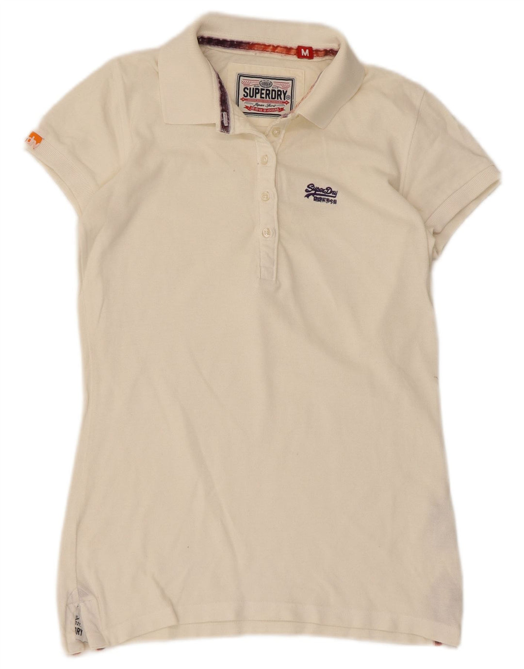 Superdry Polo para mujer UK 40 Medium Off White Cotton