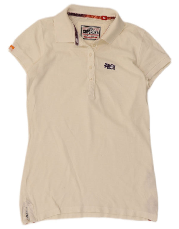 Superdry Polo para mujer UK 40 Medium Off White Cotton