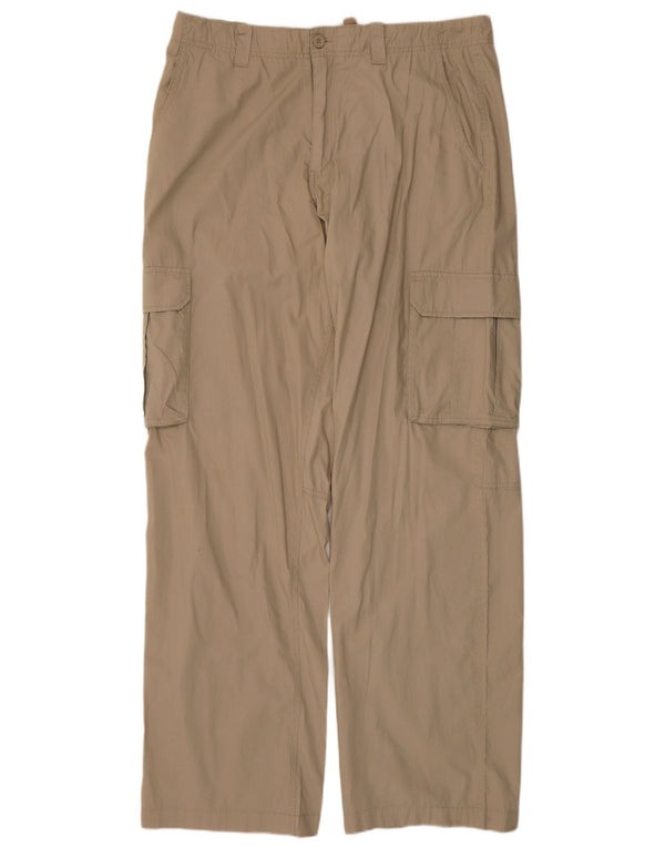 Cherokee Pantalón cargo recto para hombre W36 L34 Algodón beige