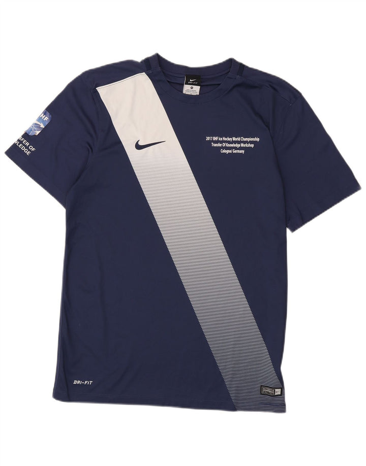 Camiseta Nike Dri Fit Graphic para hombre con bloques de color azul marino mediano
