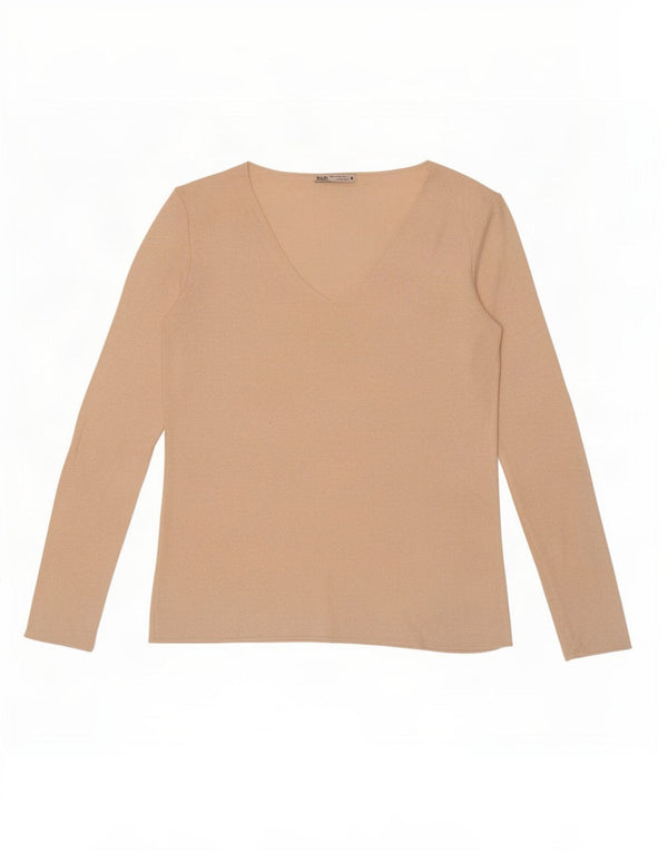 Zara Mujer Top Manga Larga UK 46 Large Beige