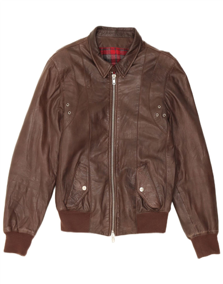 Chaqueta de cuero vintage para mujer IT 48 XL Marrón