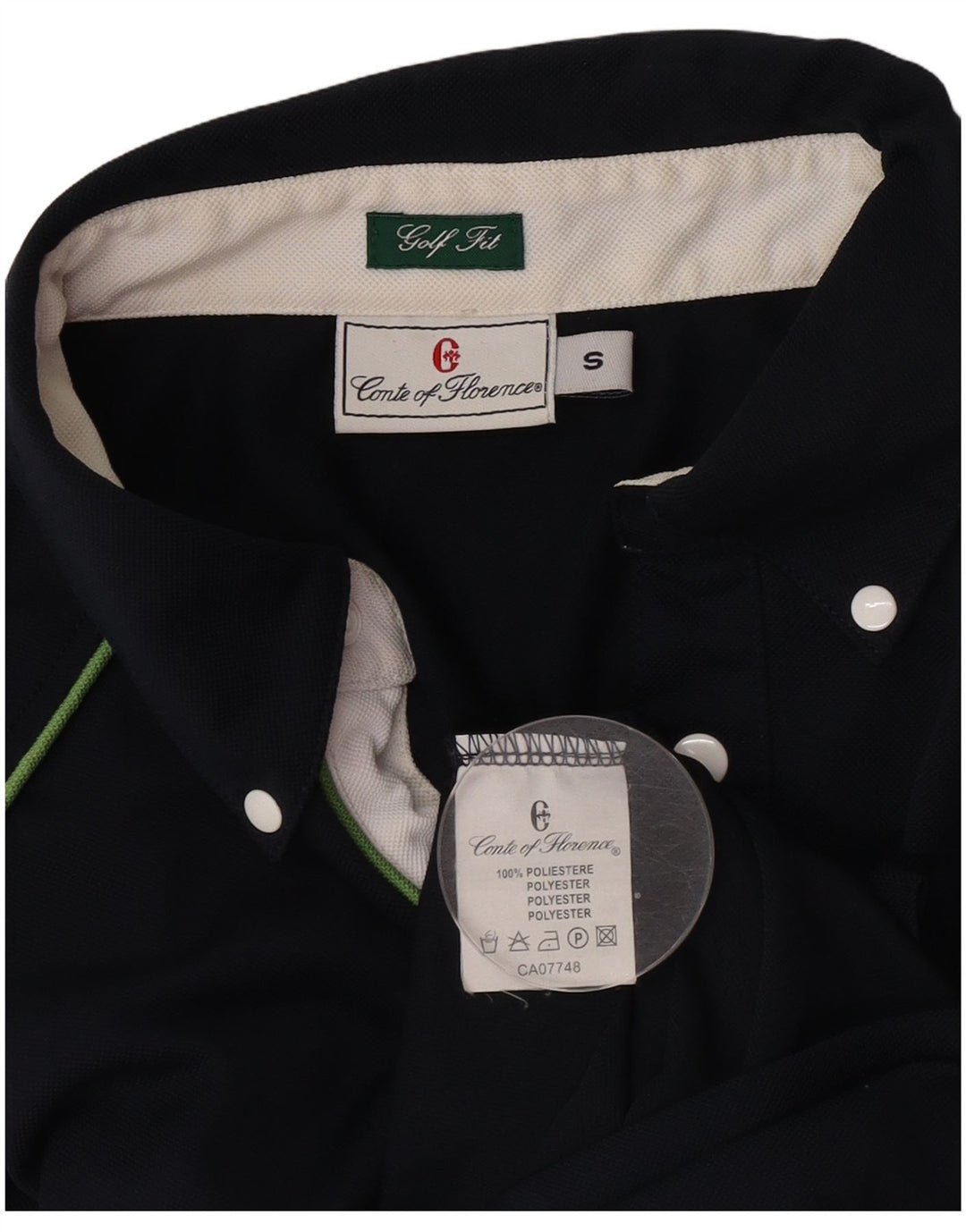 Conte of Florence Polo para hombre pequeño poliéster azul marino