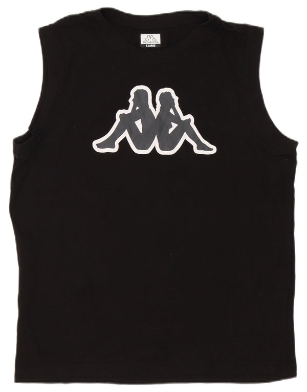 Kappa Hombre Gráfico Chaleco Top XL Algodón Negro