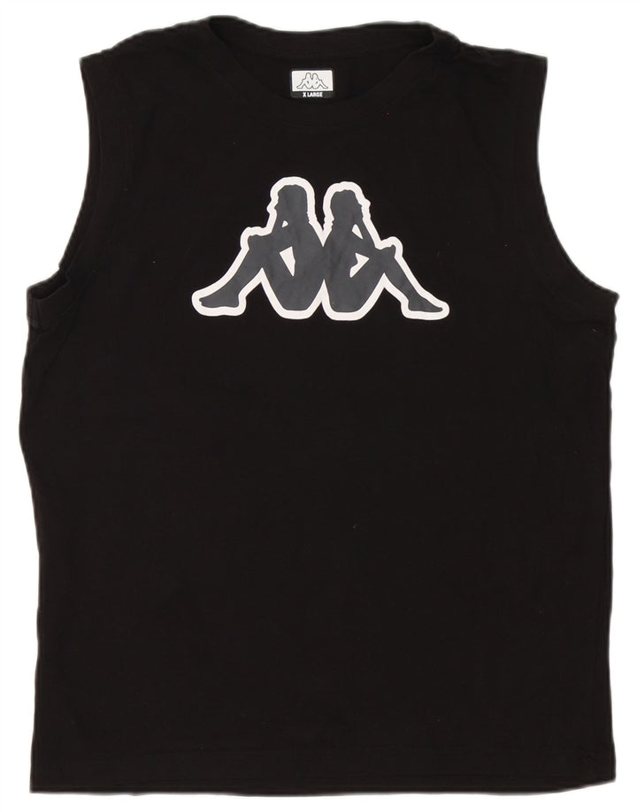Kappa Hombre Gráfico Chaleco Top XL Algodón Negro