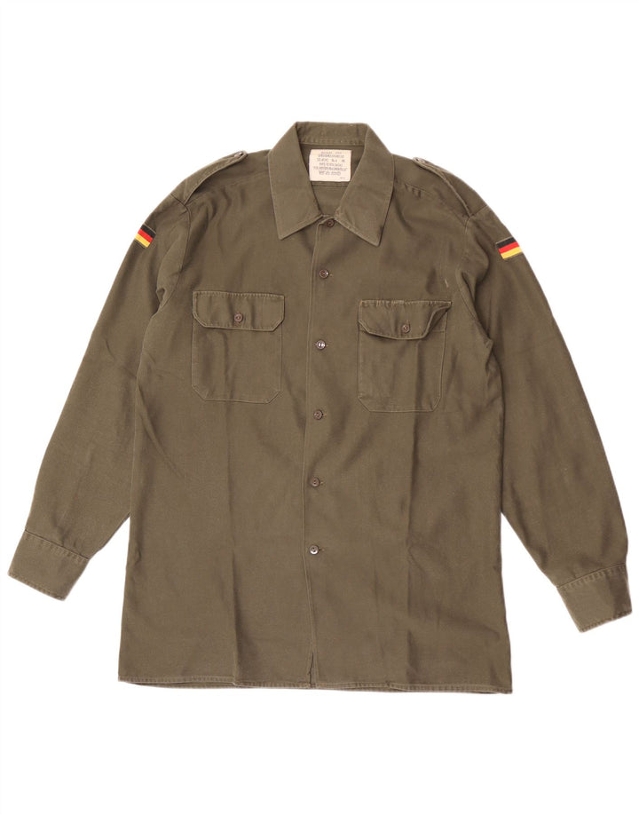 Camisa militar vintage para hombre talla 41/42 poliéster caqui grande