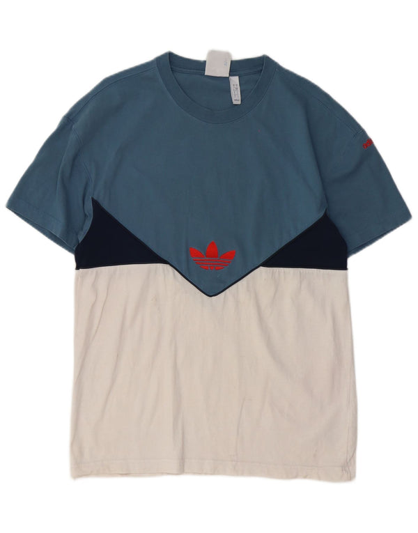 Adidas Hombre Camiseta Top Small Azul Colorblock Algodón