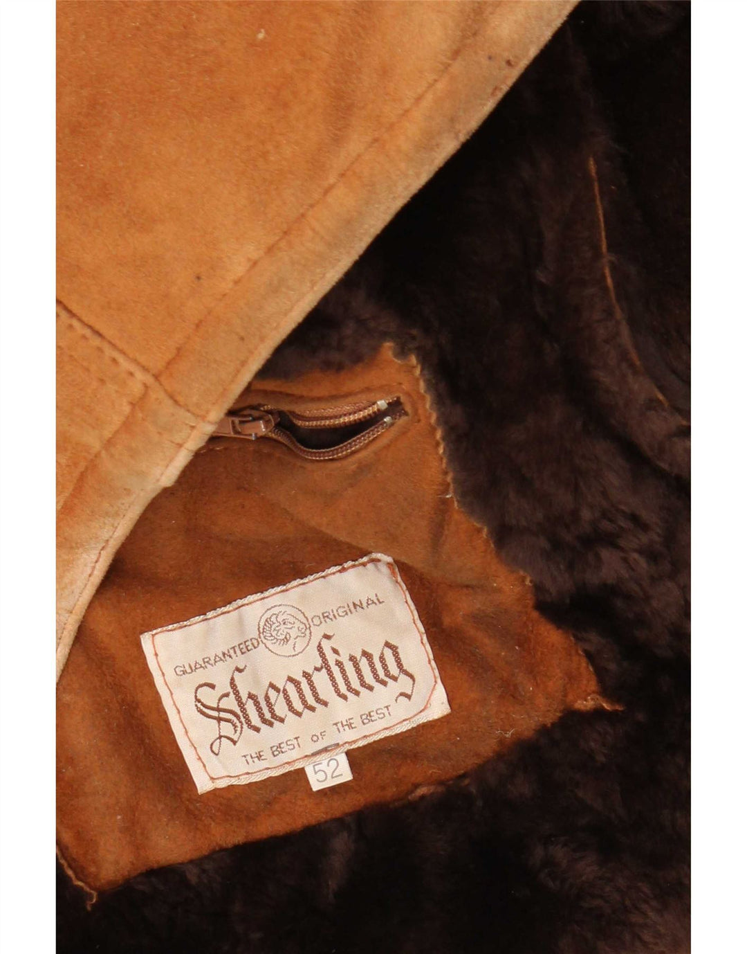 Chaqueta de piel de oveja vintage para hombre IT 52 XL Marrón