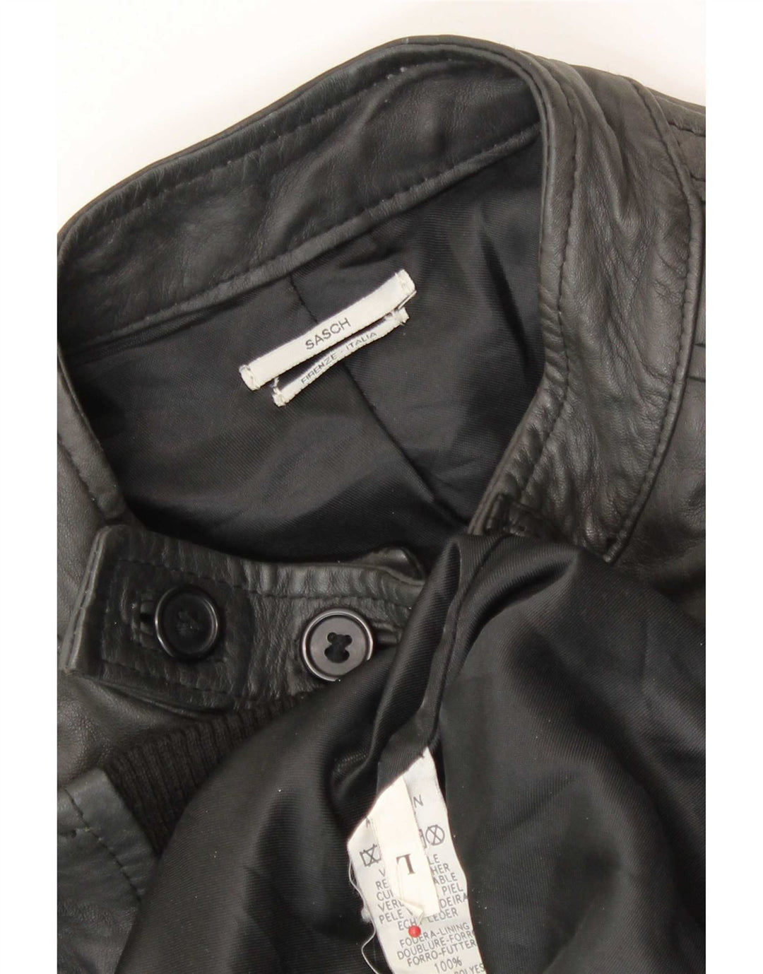 Sasch Chaqueta de cuero militar para hombre Reino Unido 40 Grande Negro