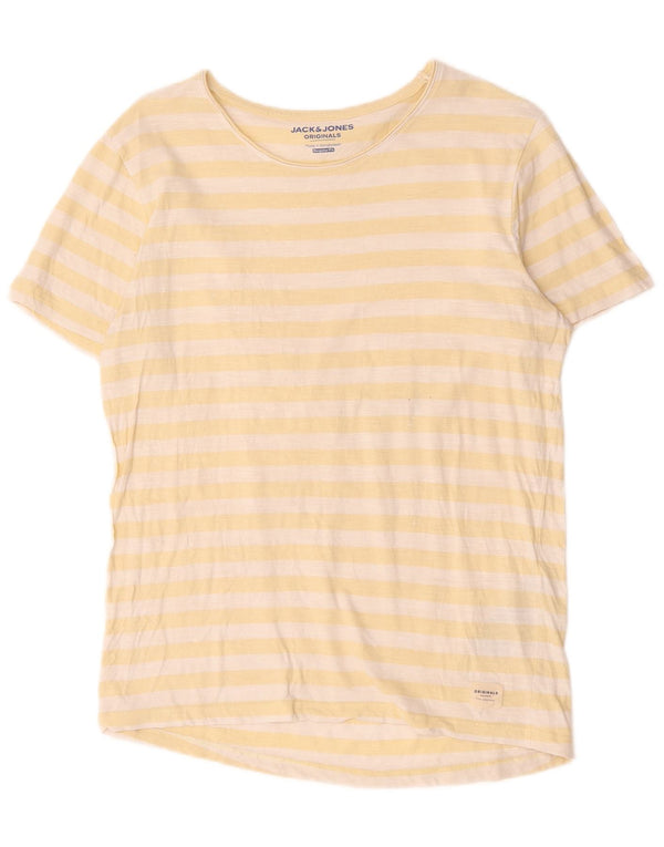 Jack & Jones Hombre Camiseta Top Medium Amarillo Rayas Algodón