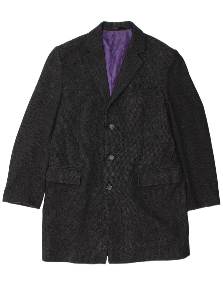Marks & Spencer Abrigo de corte regular para hombre UK 40 Large Lana negra