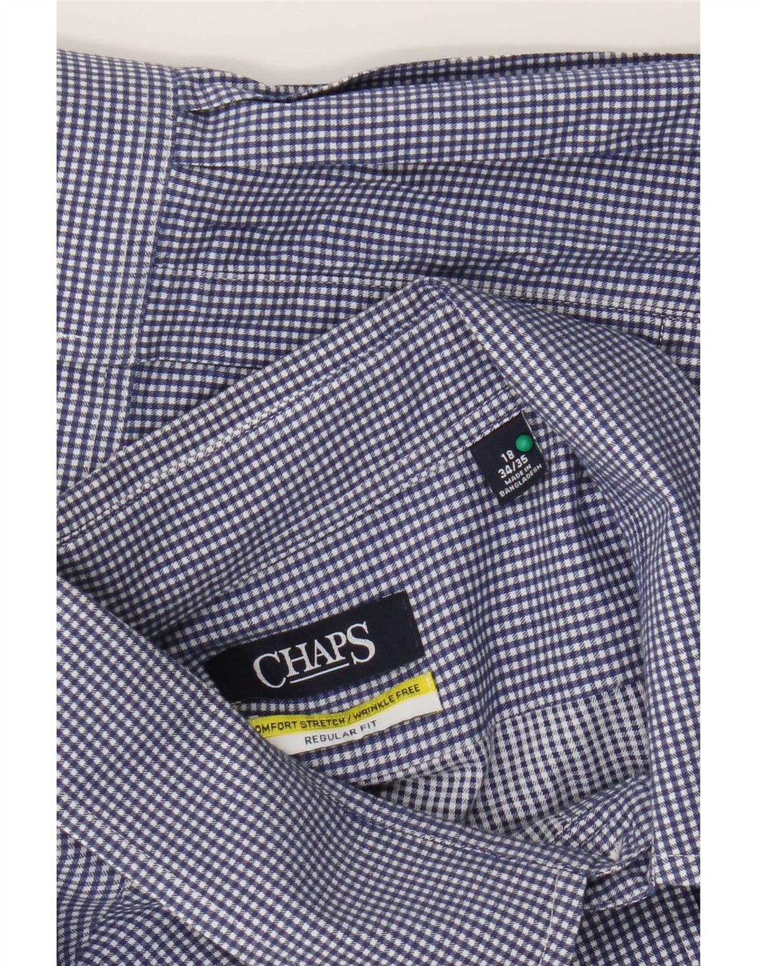 Chaps Camisa de corte regular para hombre, talla 18, 2XL, algodón a cuadros azul