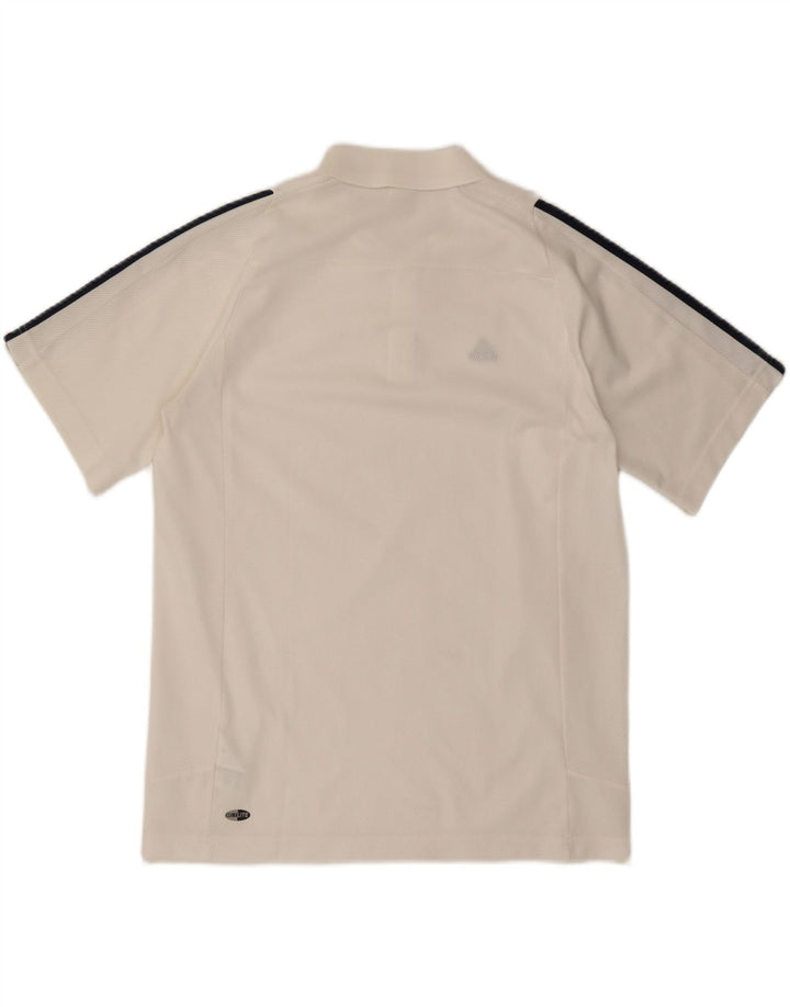 ADIDAS Mens Climalite Polo Shirt UK 40/42 Medium Off White Polyester